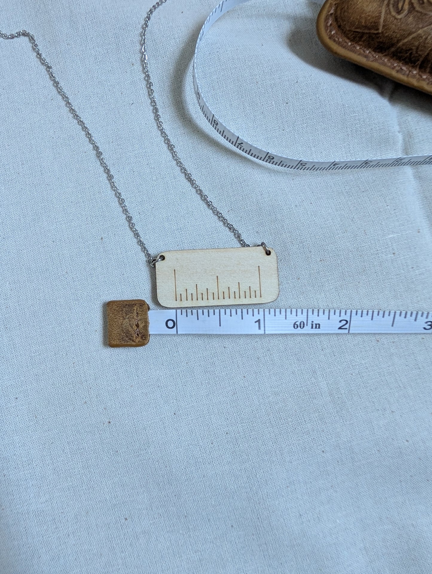 Necklace - Minimalist Basswood One Inch Ruler – Magnetic Clasp for Easy Wear