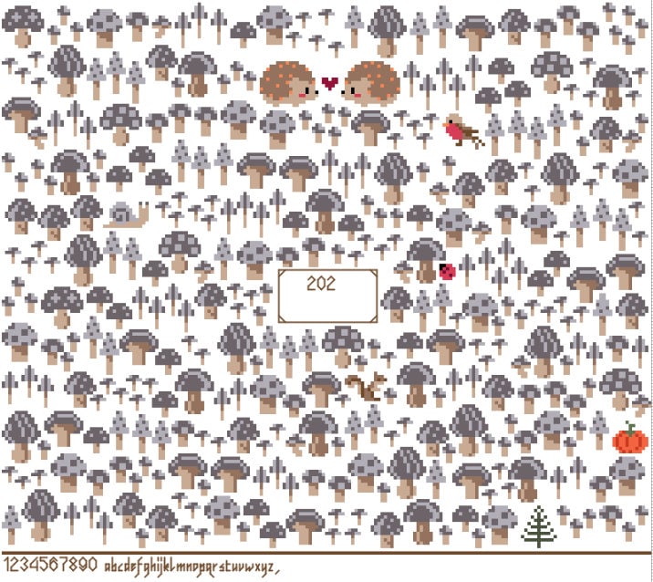 Cross Stitch Pattern - High Low Temperature Stitch-along - Mushroom Patch