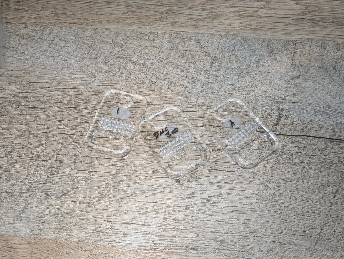 Clear acrylic floss drops - reusable label