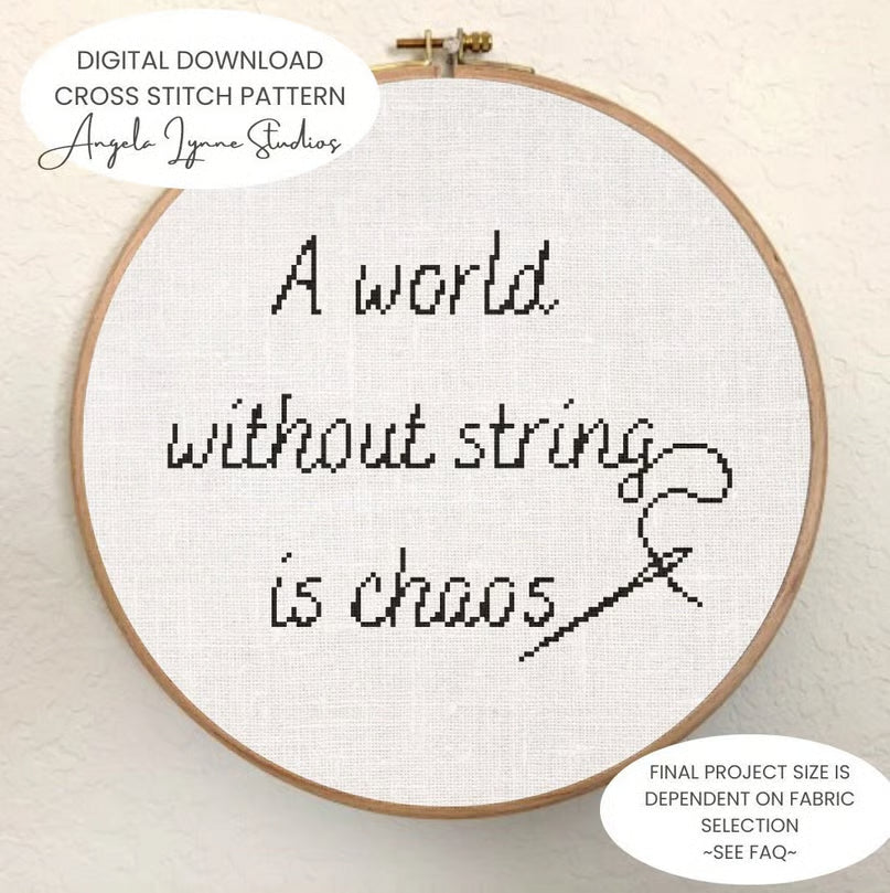 Cross Stitch Pattern - Mouse Hunt - A world without string is chaos