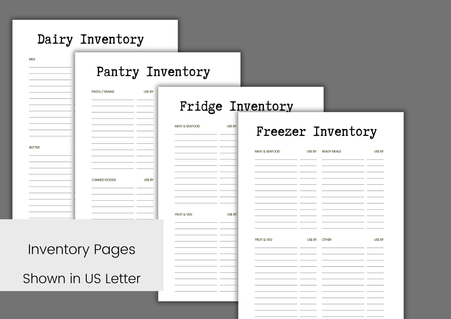 Recipe Planner Module (Add on) – 14 Minimalist Printable Pages | Meal Planning, Recipe Cards, Inventory, and more