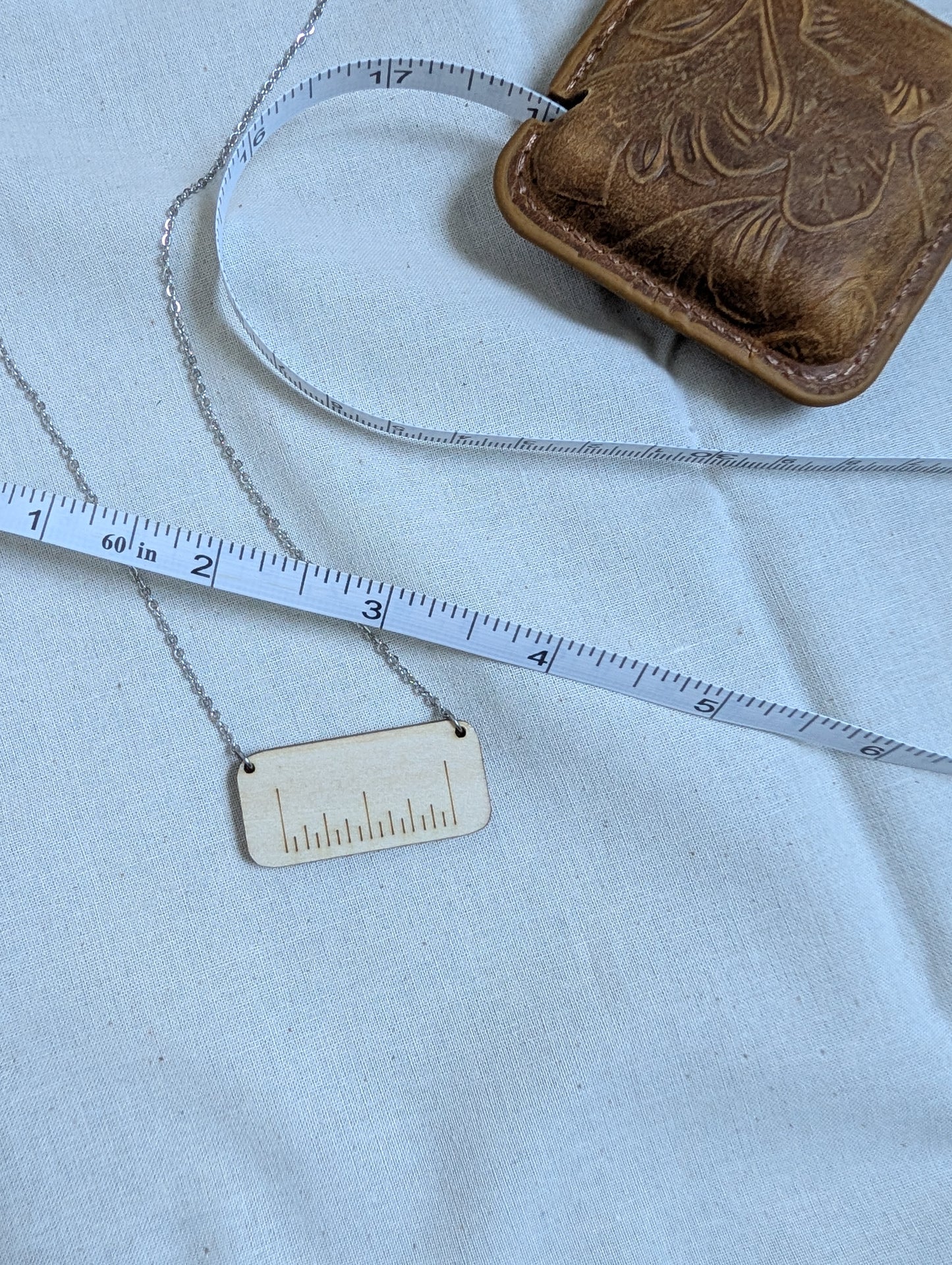 Necklace - Minimalist Basswood One Inch Ruler – Magnetic Clasp for Easy Wear