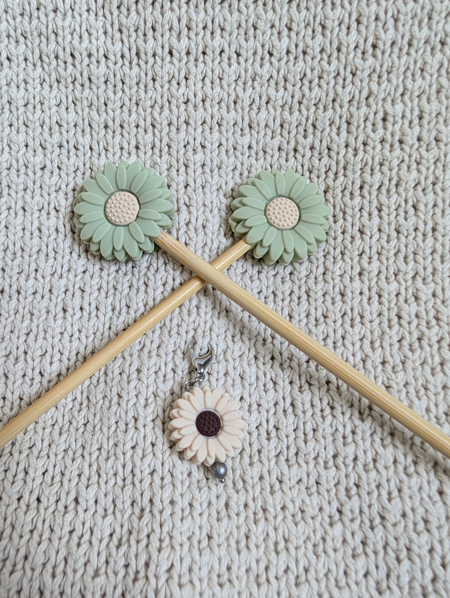 Knitting Needle Stitch Protectors – Floral & Nature Collection  Includes Matching Progress Keeper