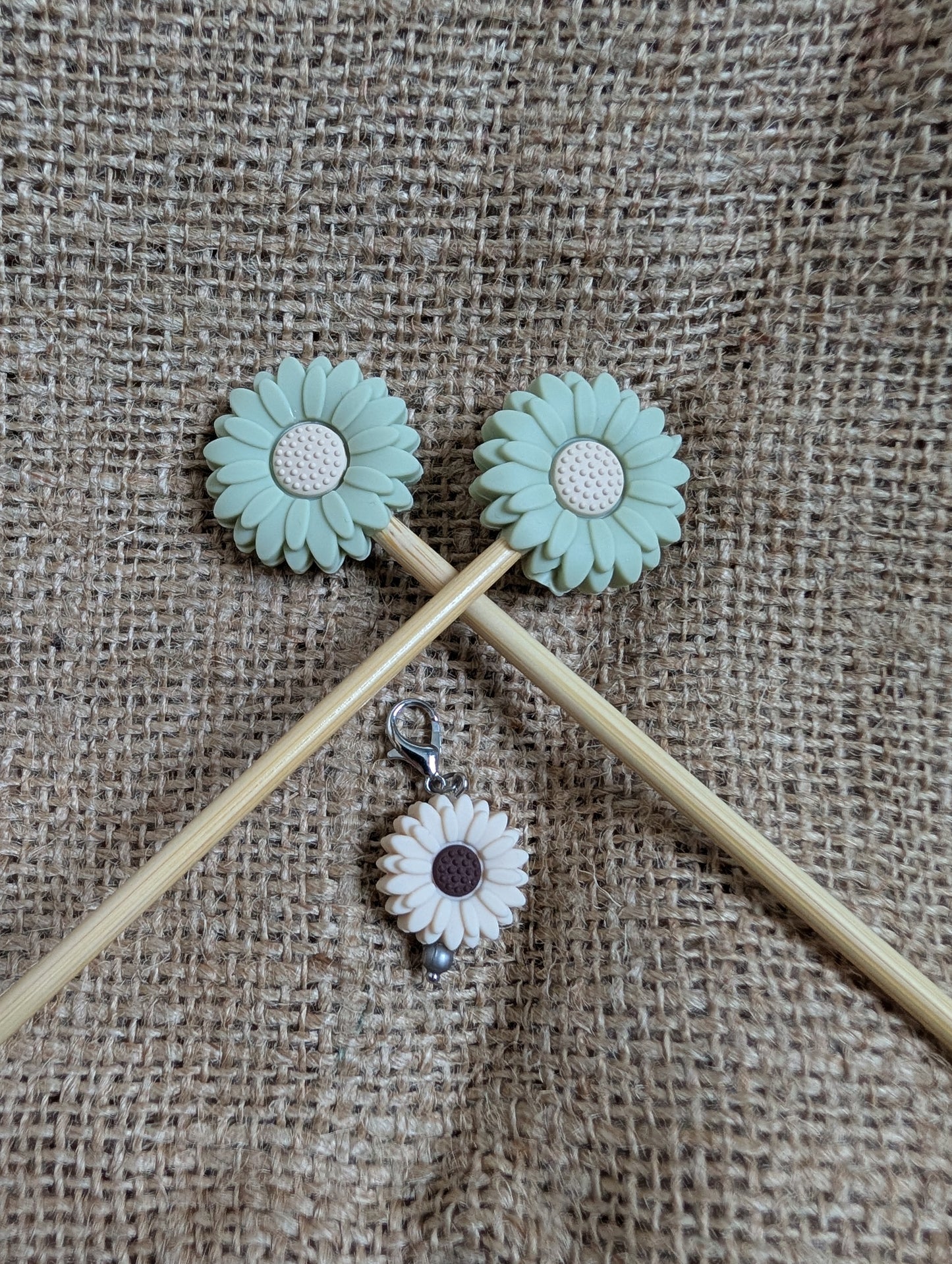 Knitting Needle Stitch Protectors – Floral & Nature Collection  Includes Matching Progress Keeper