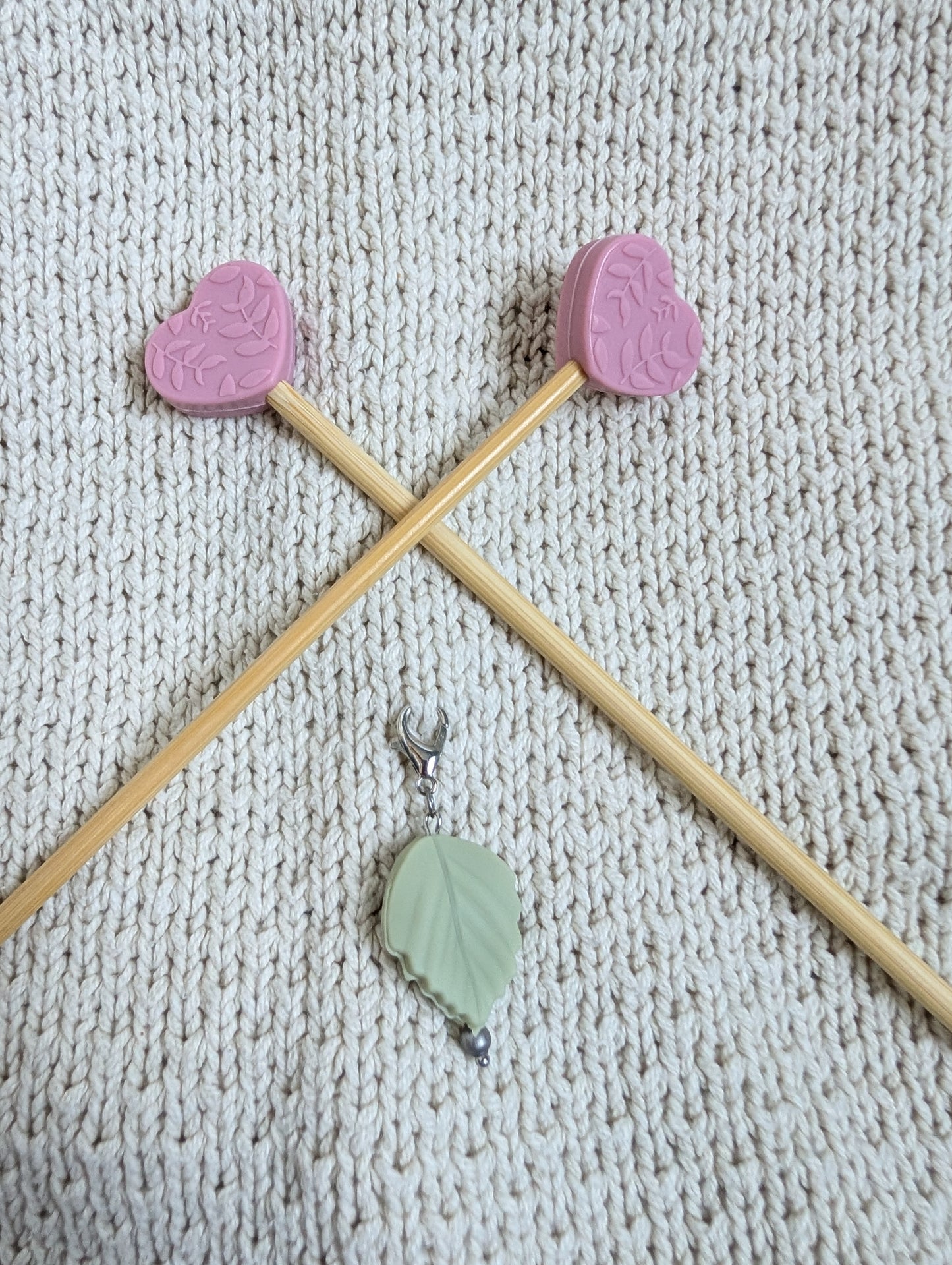 Knitting Needle Stitch Protectors – Floral & Nature Collection  Includes Matching Progress Keeper