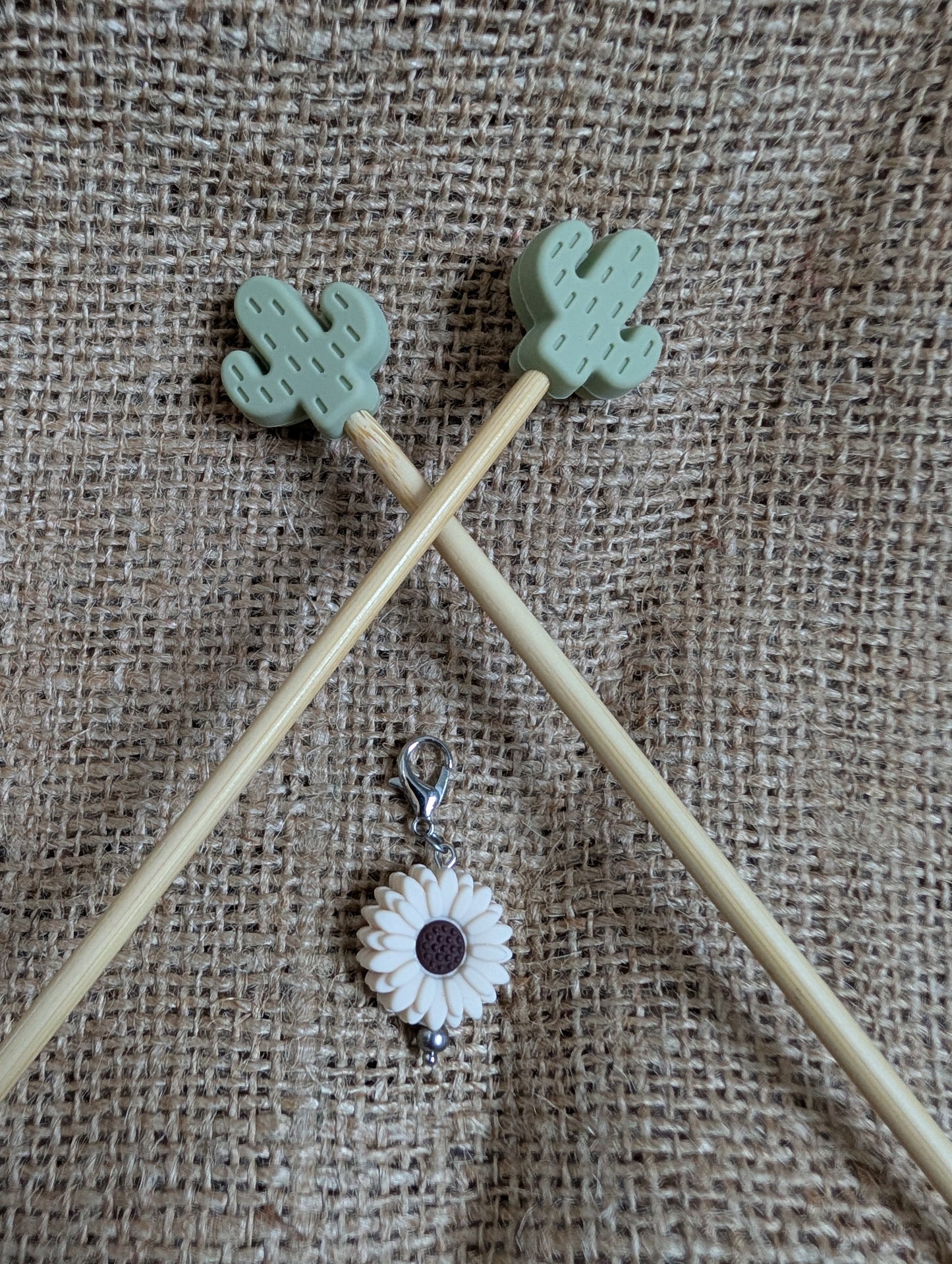 Knitting Needle Stitch Protectors – Floral & Nature Collection  Includes Matching Progress Keeper