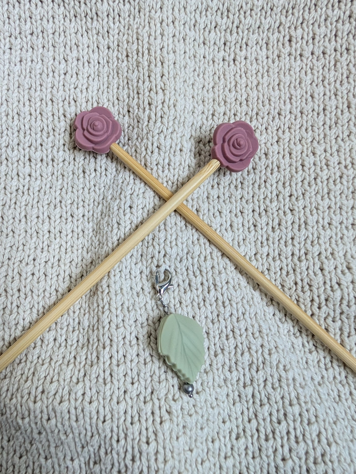 Knitting Needle Stitch Protectors – Floral & Nature Collection  Includes Matching Progress Keeper