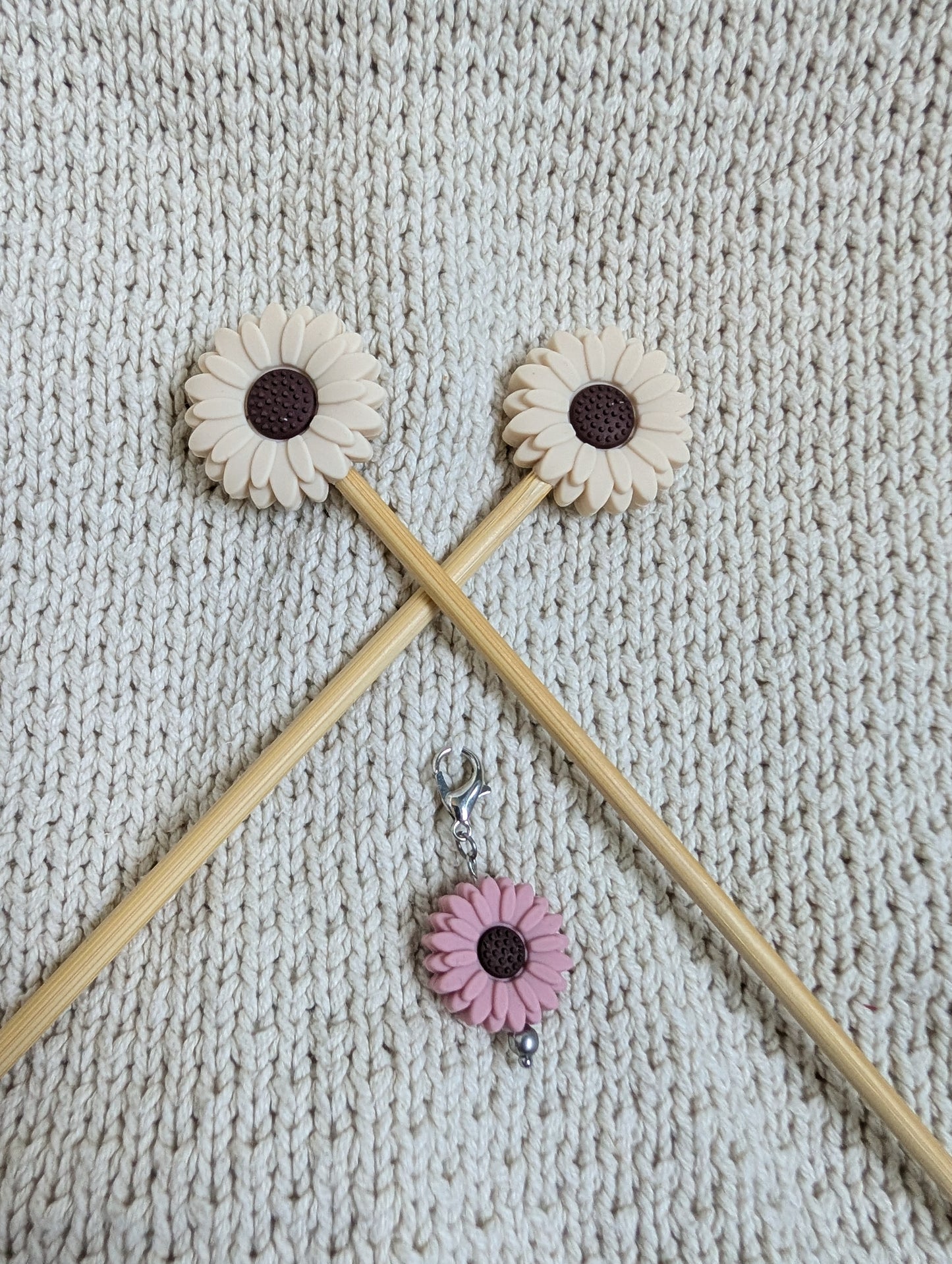 Knitting Needle Stitch Protectors – Floral & Nature Collection  Includes Matching Progress Keeper