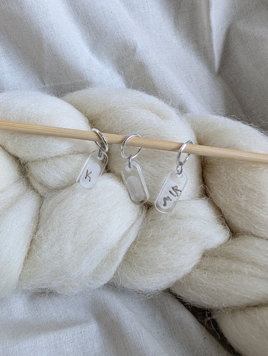 Clear acrylic stitch marker - custom reusable label