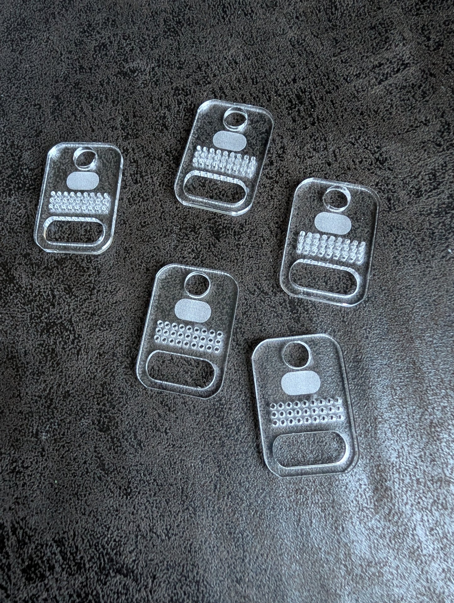 Clear acrylic floss drops - reusable label