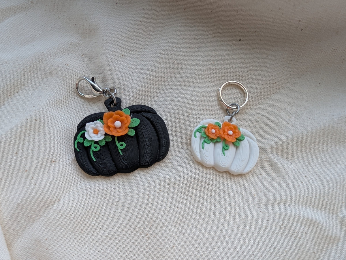 Floral Pumpkins  3D Printed Stitch Marker and Progress keeper for Knitting