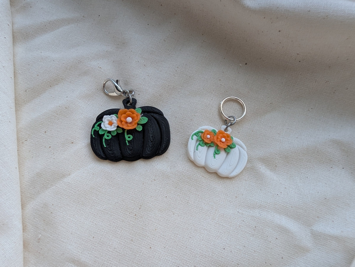 Floral Pumpkins  3D Printed Stitch Marker and Progress keeper for Knitting