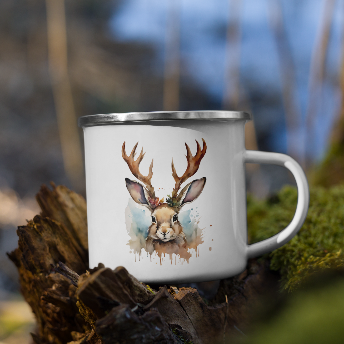 Enamel Mug - Watercolor Jackalope