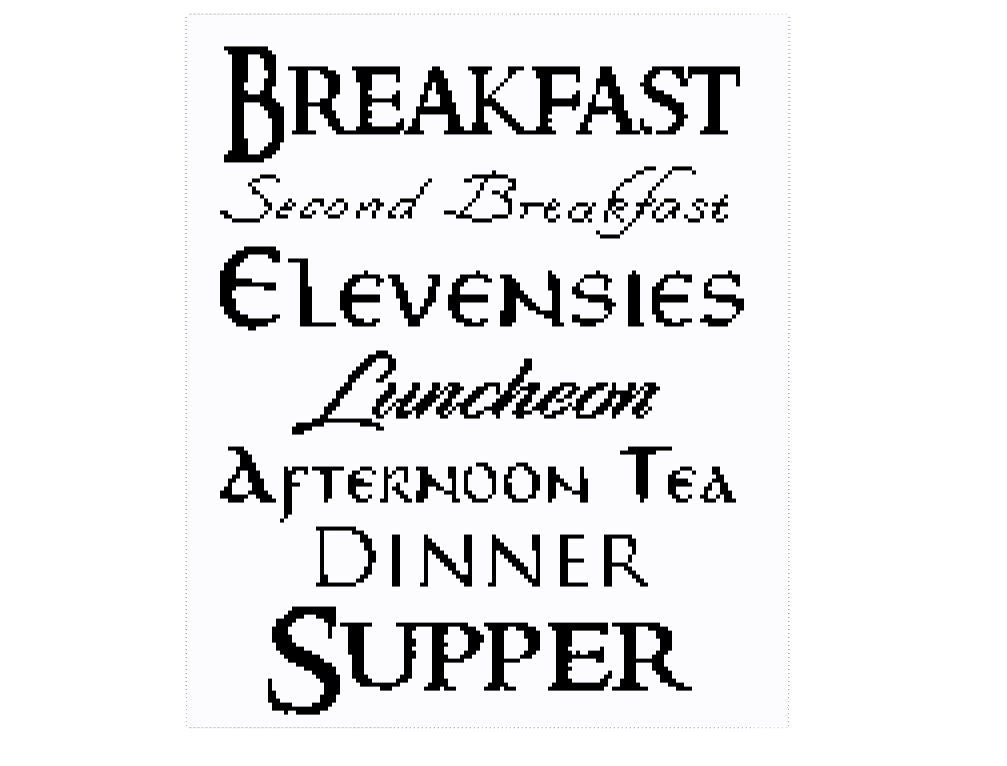 Cross Stitch Pattern - Lord of the Rings - Second Breakfast - Shire Meals