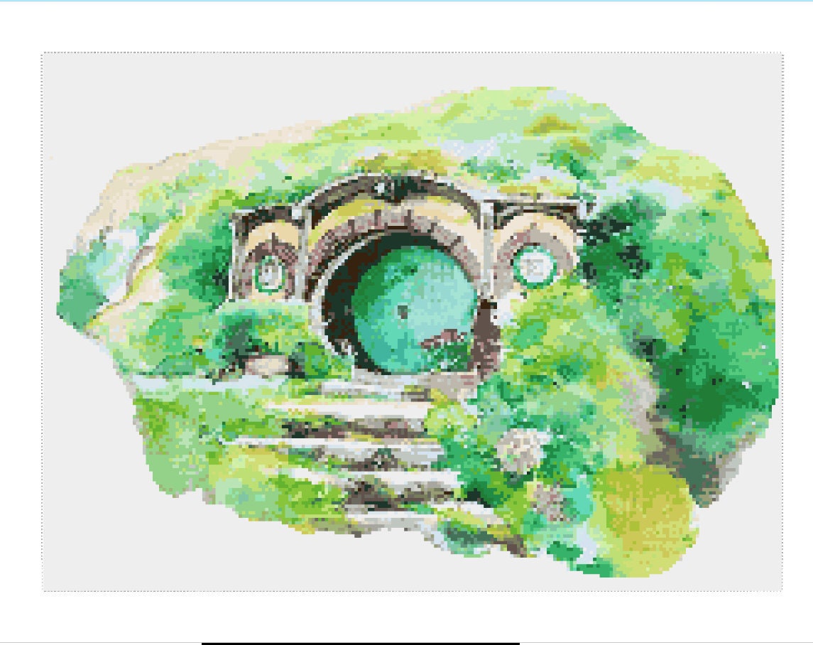 Cross Stitch Pattern - Bag End - Watercolor - The Hobbit and The Lord of the Rings - Tolkein