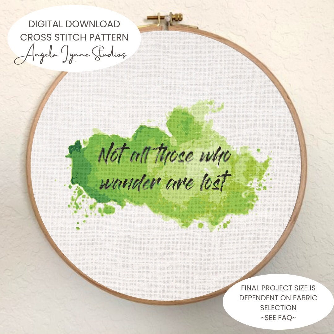 Cross Stitch Pattern - Not all those who wander are lost - Lord of the Rings - Watercolor