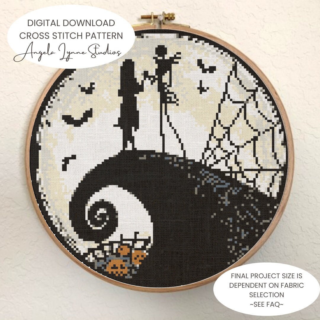 Cross Stitch Pattern - The Nightmare Before Christmas - Hoop pattern - 2 versions
