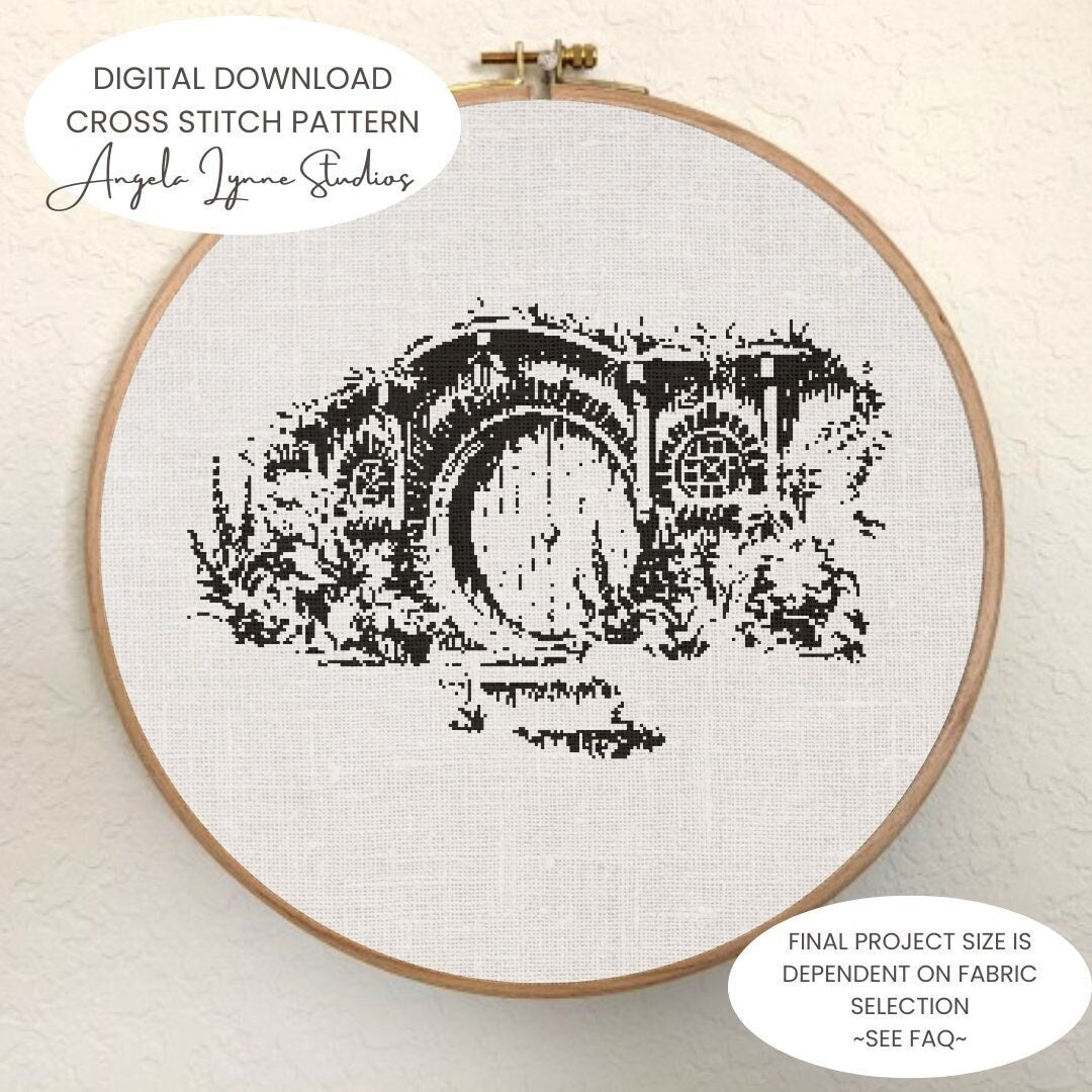Cross Stitch Pattern - Bag End - Black and White - The Hobbit and The Lord of the Rings - Tolkein