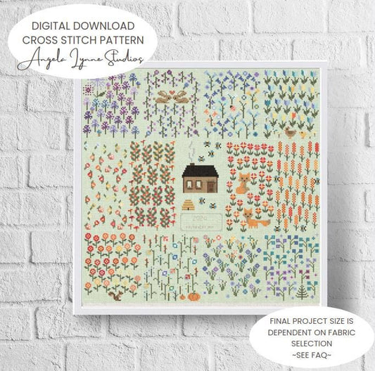 Cross Stitch Pattern - High Low Temperature Stitch-along - Garden with Cottage