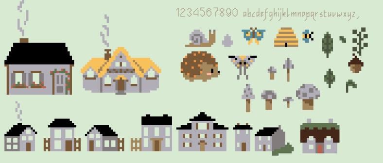 Cross Stitch Pattern - High Low Temperature Stitch-along - Garden with Cottage