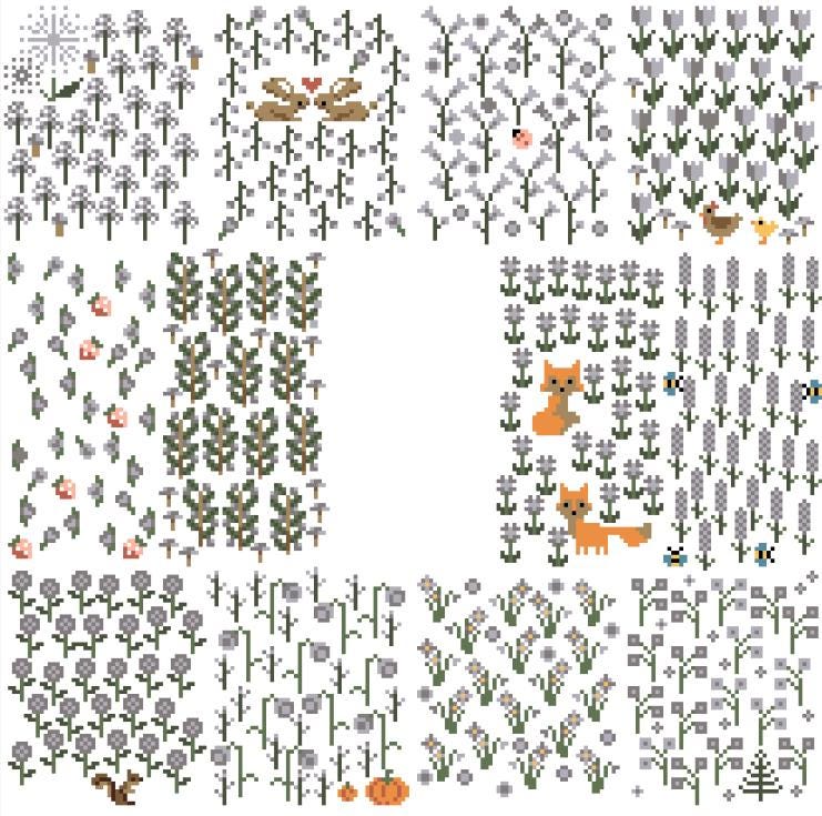 Cross Stitch Pattern - High Low Temperature Stitch-along - Garden with Cottage