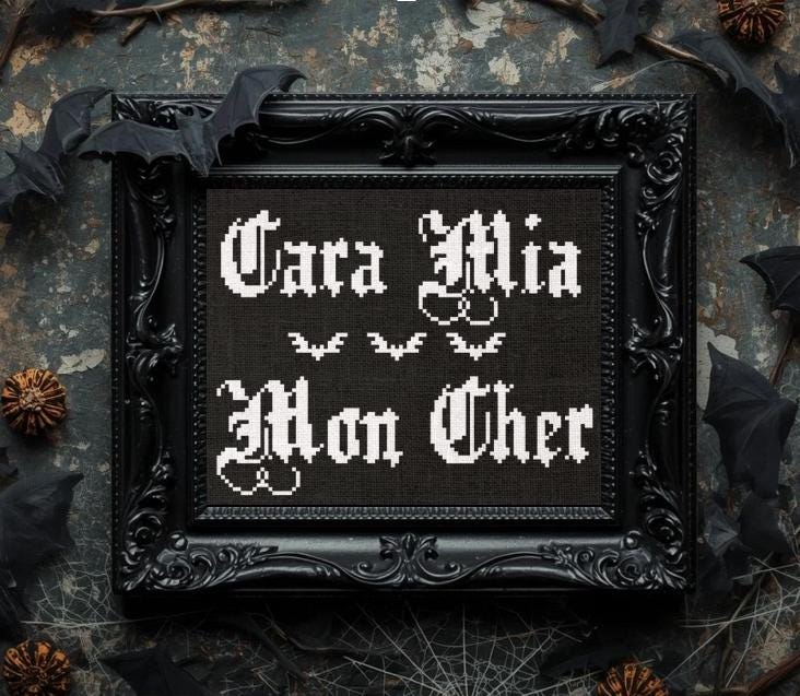 Cross Stitch Pattern - Addams Family - Cara Mia - Mon Cher