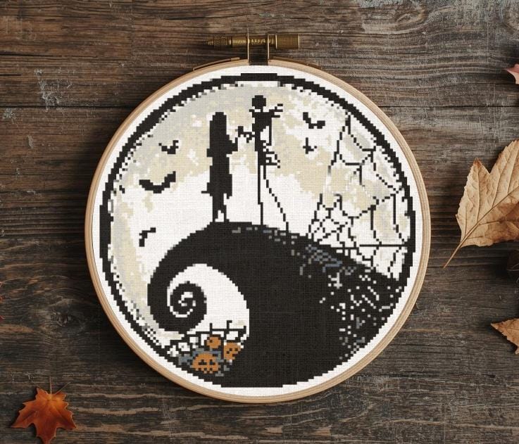 Cross Stitch Pattern - The Nightmare Before Christmas - Hoop pattern - 2 versions