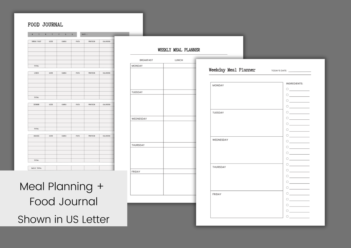 Recipe Planner Module (Add on) – 14 Minimalist Printable Pages | Meal Planning, Recipe Cards, Inventory, and more