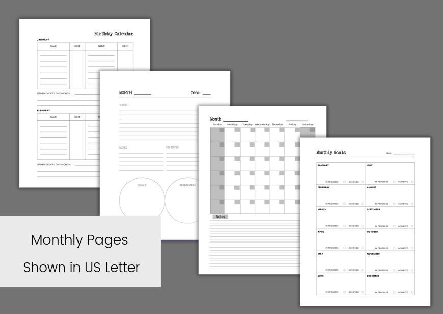Core Planner Module – 43 Minimalist Printable Pages | Daily, Weekly, Monthly & Yearly Planning