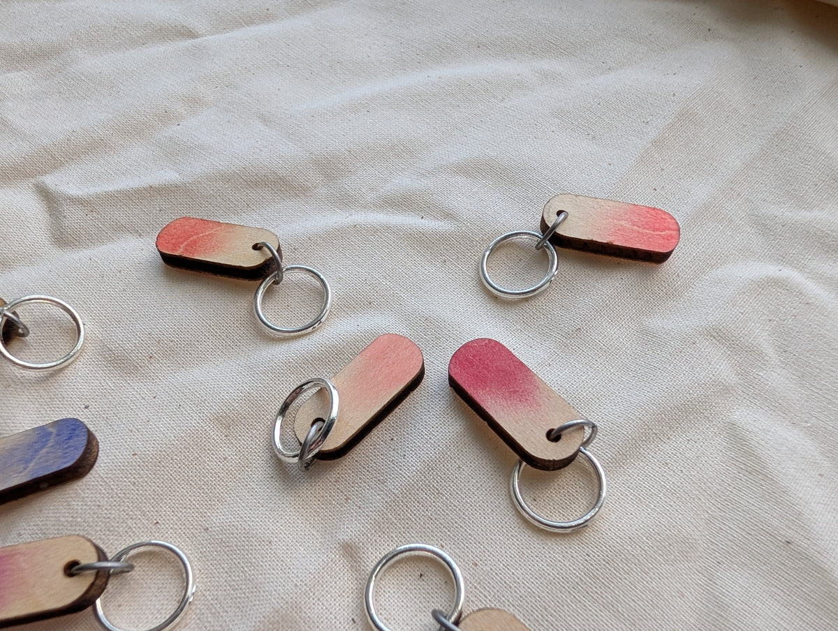 Wood and Watercolor - Stitch Markers, Set of 10