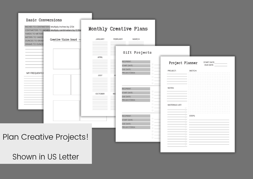 Crafting Planner Bundle – 56 Printable Pages for Creatives & Makers