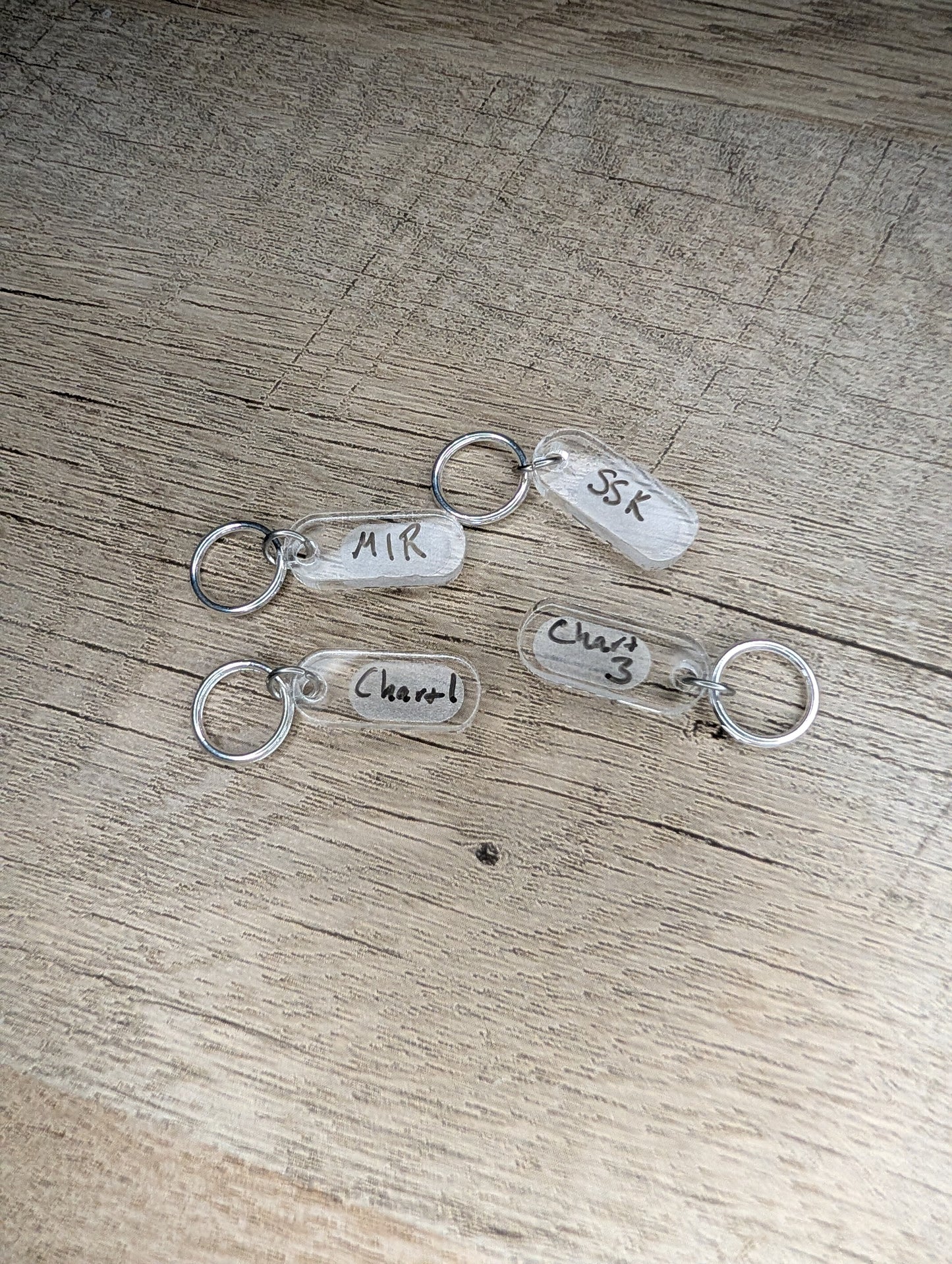 Clear acrylic stitch marker - custom reusable label