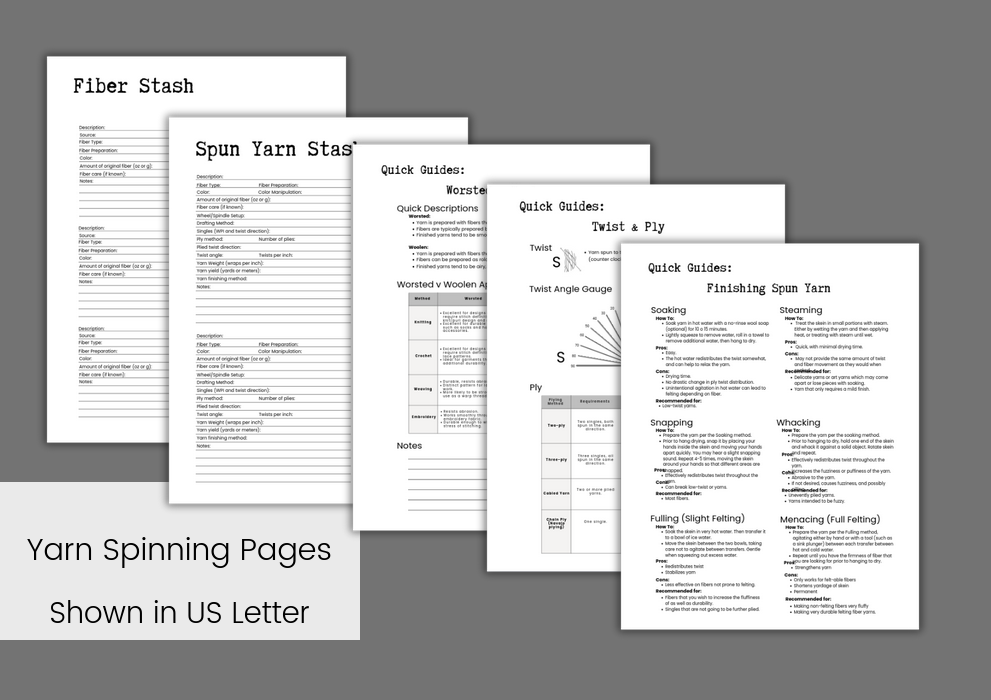 Spinning Planner Bundle – 69 Printable Pages for Handspinners & Fiber Artists