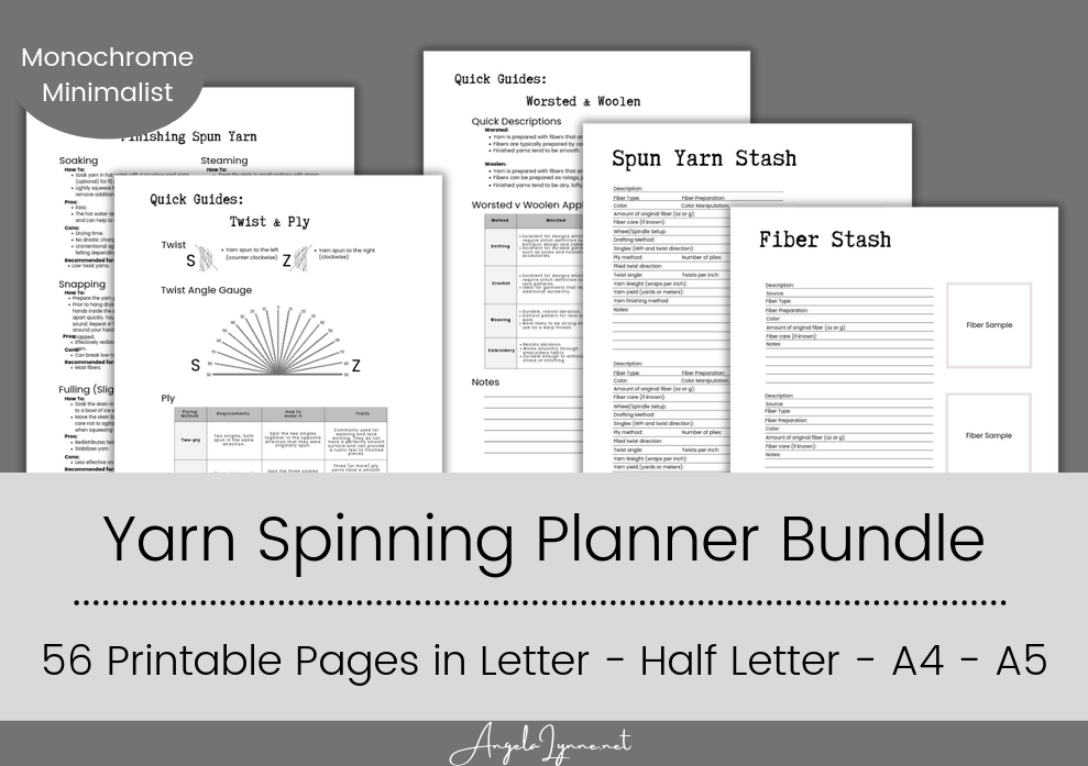 Spinning Planner Bundle – 69 Printable Pages for Handspinners & Fiber Artists