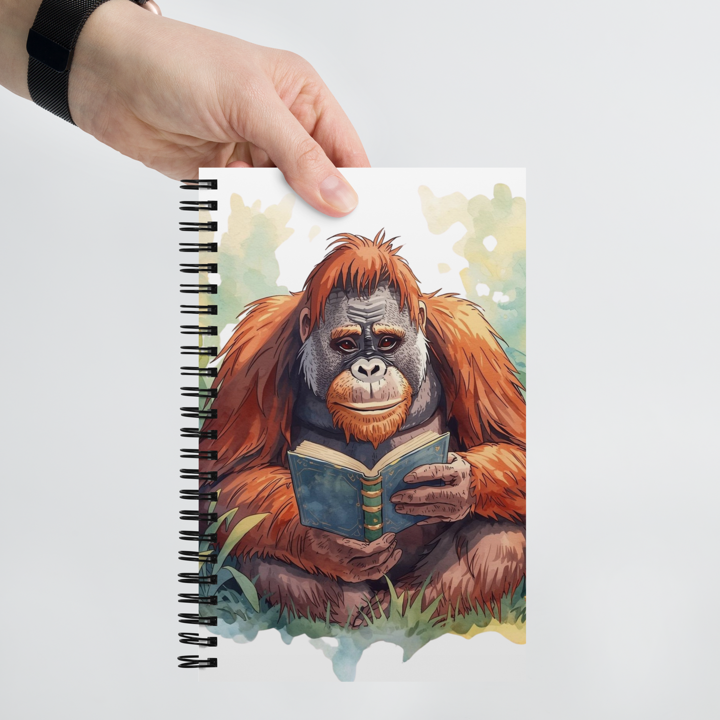 Spiral notebook - Orangutan Reading a Book