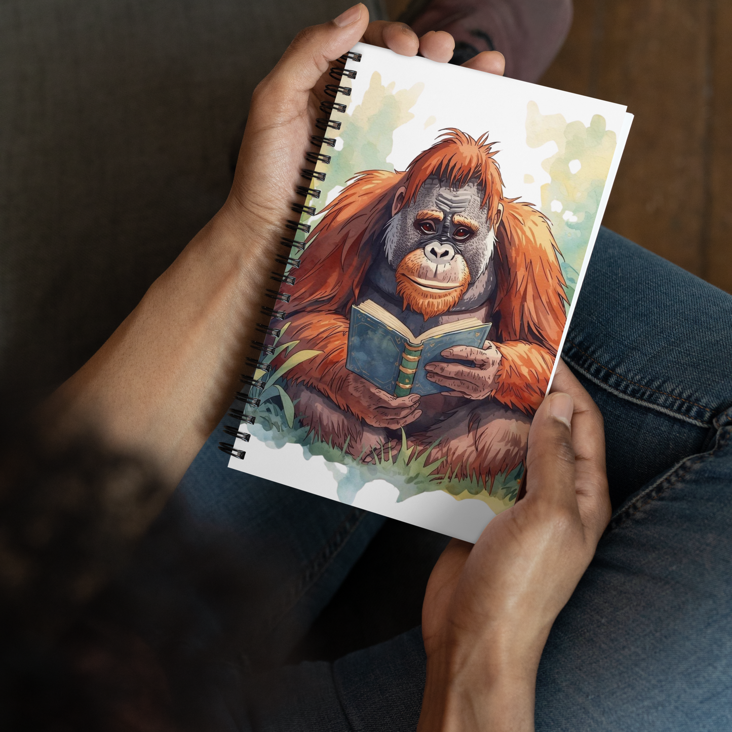 Spiral notebook - Orangutan Reading a Book