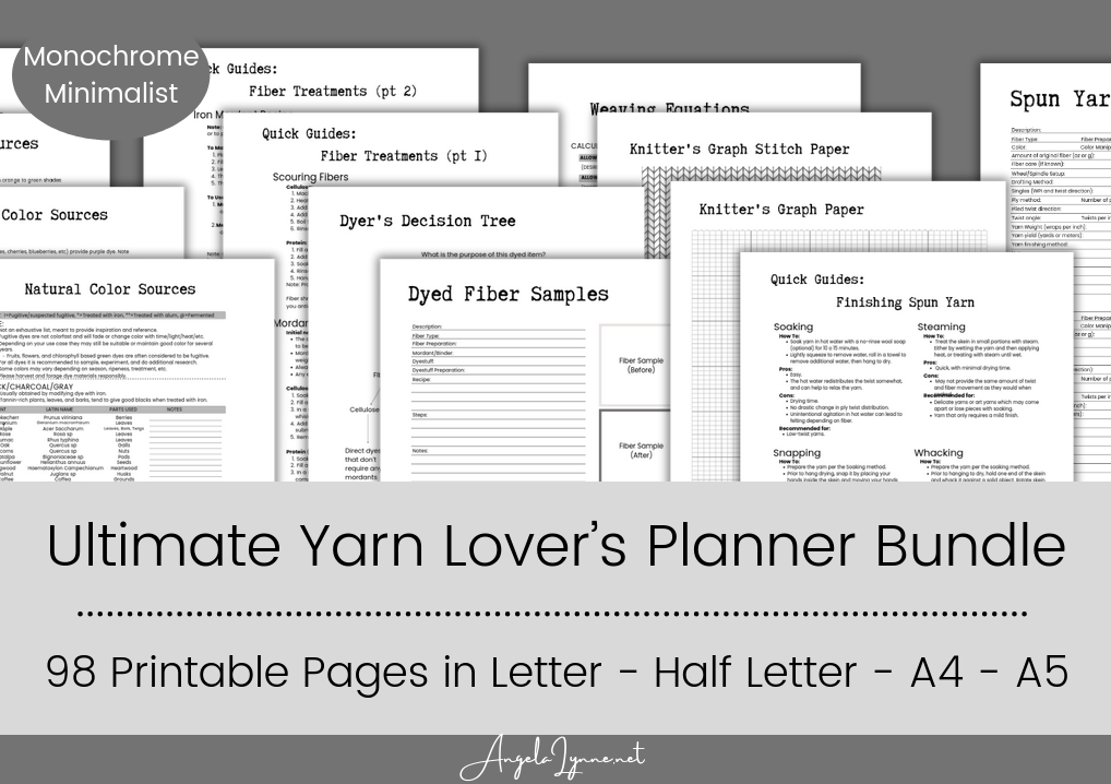 Ultimate Yarn Lover’s Planner Bundle – 98 Printable Pages for Fiber Artists