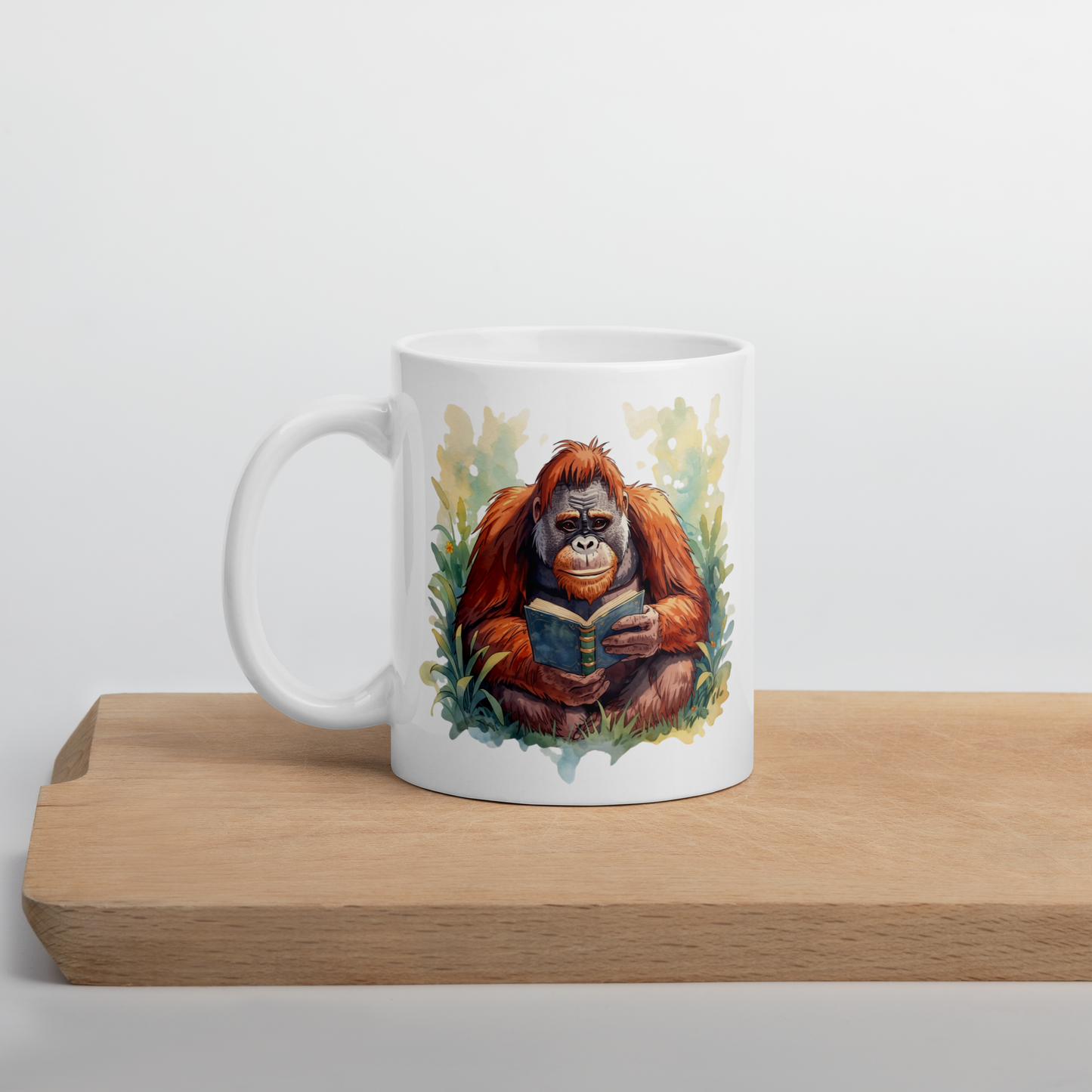 Ceramic mug - Orangutan Reading a Book