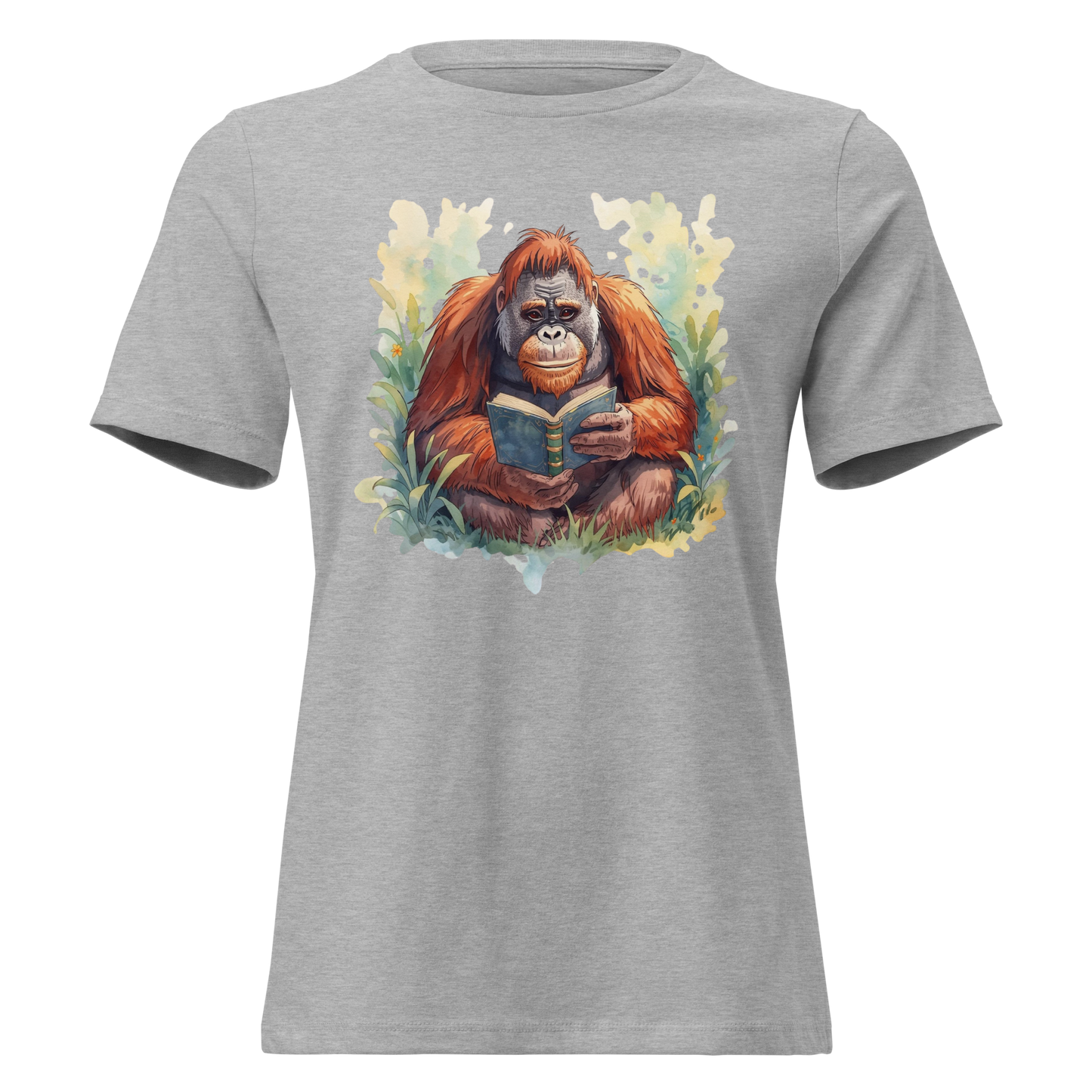 Women's Relaxed T-Shirt - Orangutan Reading a Book