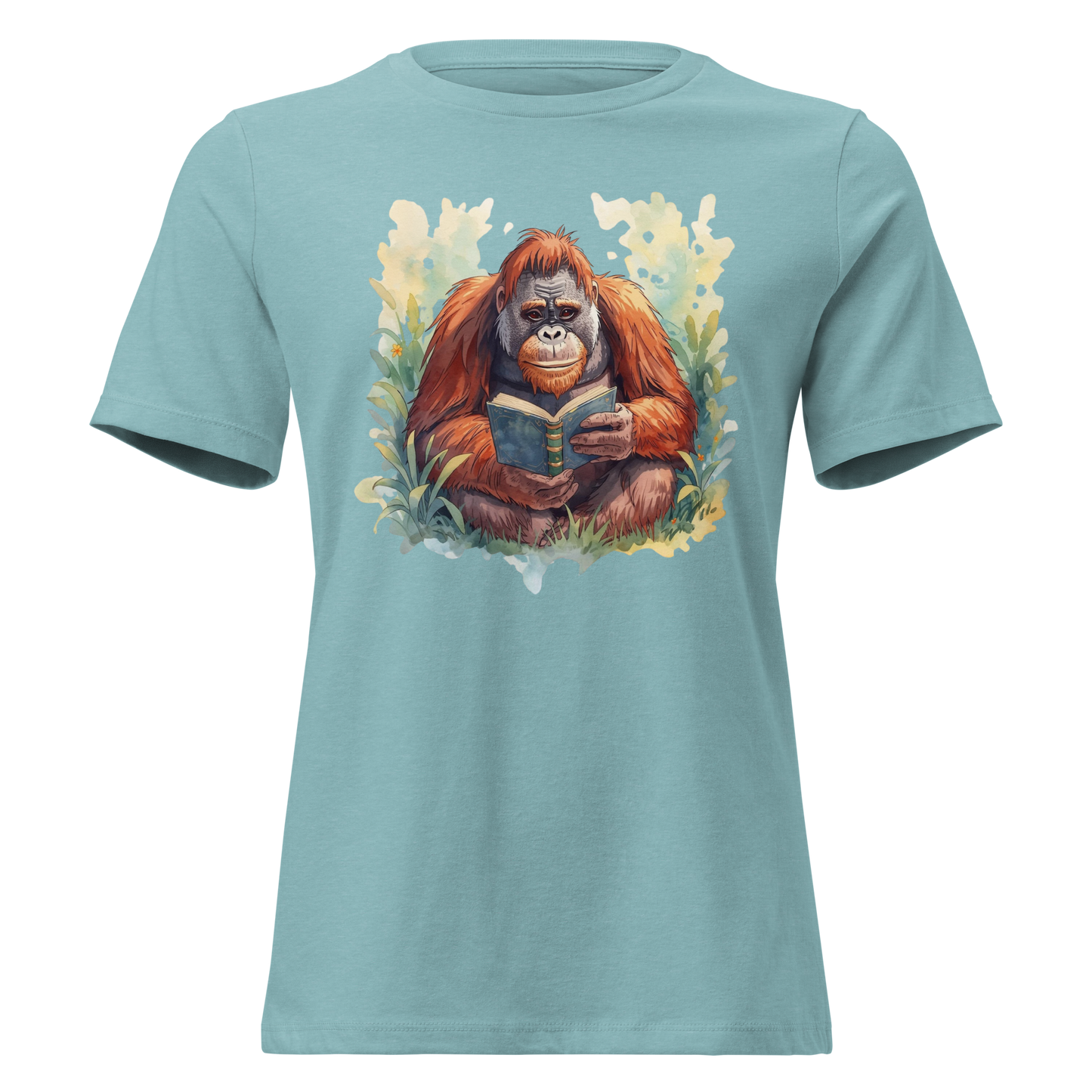 Women's Relaxed T-Shirt - Orangutan Reading a Book