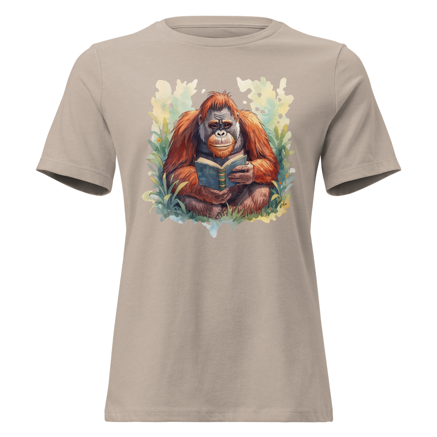 Women's Relaxed T-Shirt - Orangutan Reading a Book
