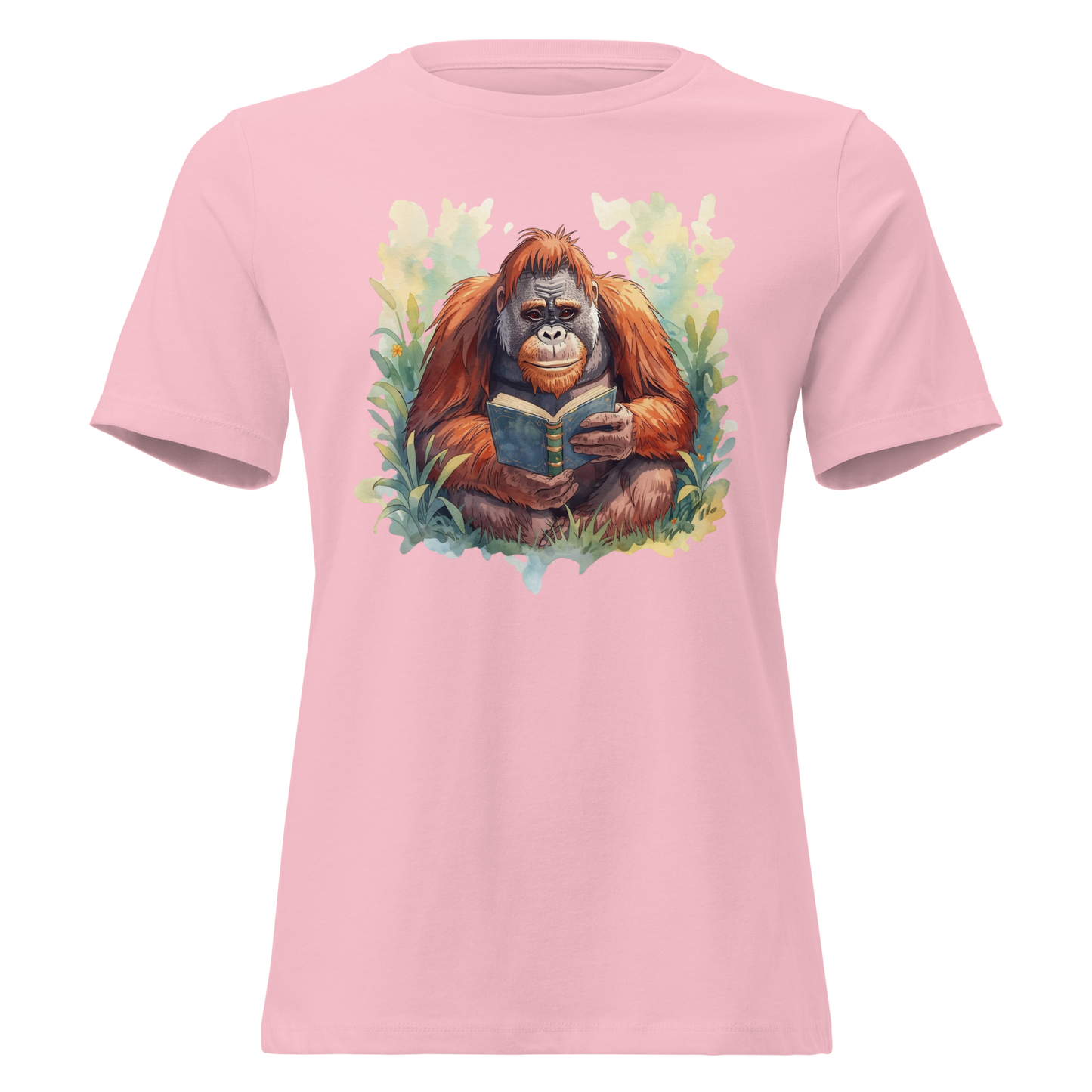 Women's Relaxed T-Shirt - Orangutan Reading a Book